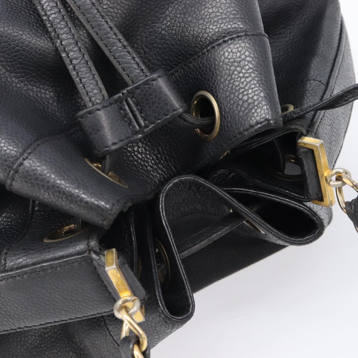 CHANEL Triple COCO Mark Shoulder Bag Caviar Skin Black Gold CC Auth 206050V - Jerrillo image 6