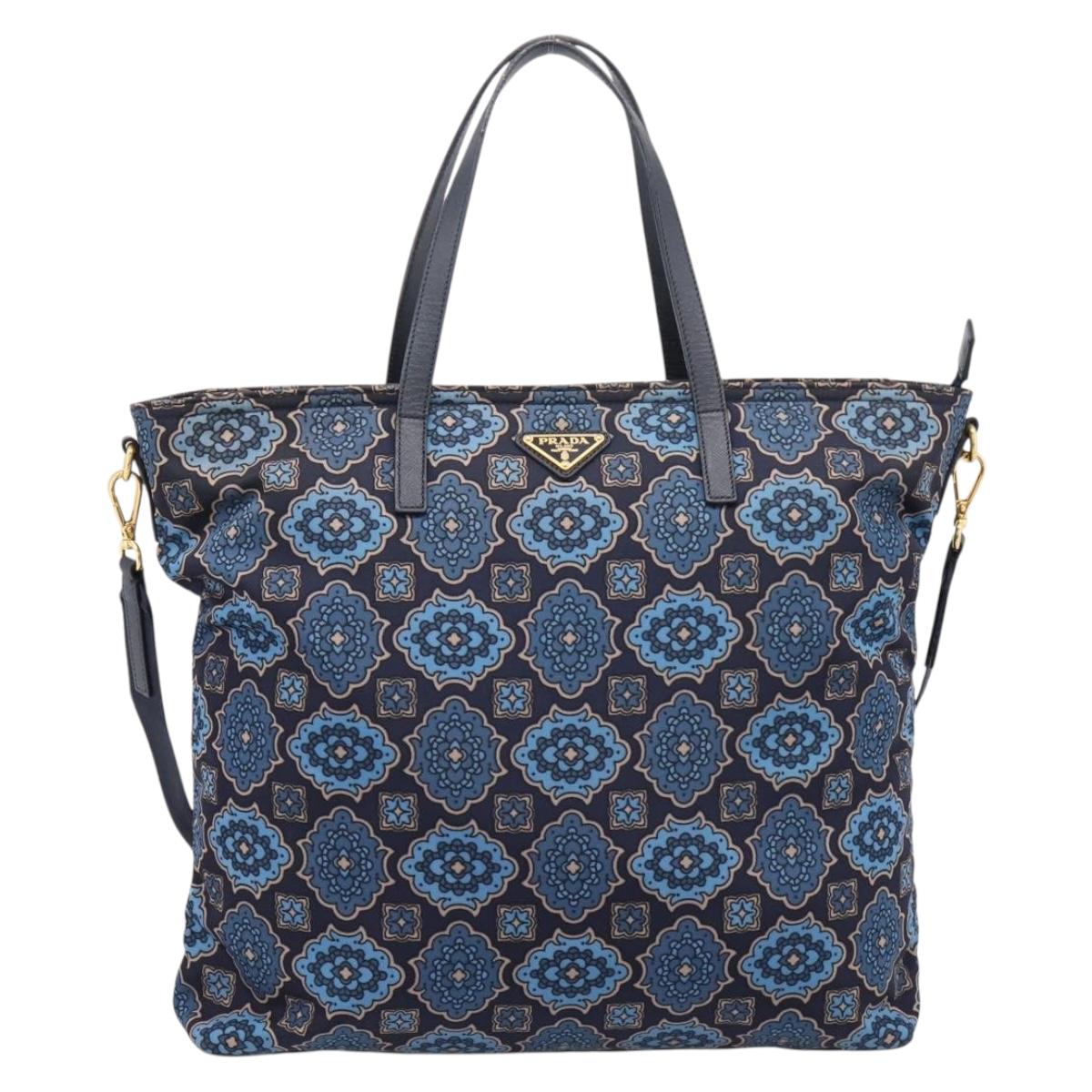 PRADA Tote Bag Nylon 2way Navy Gold Auth 206331A - Jerrillo image 2