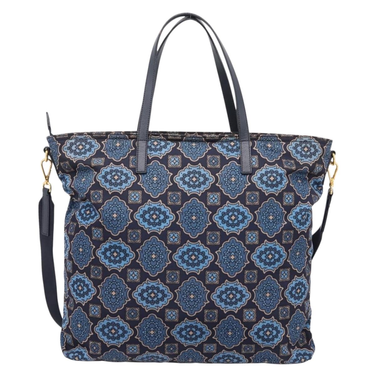 PRADA Tote Bag Nylon 2way Navy Gold Auth 206331A - Jerrillo image 3