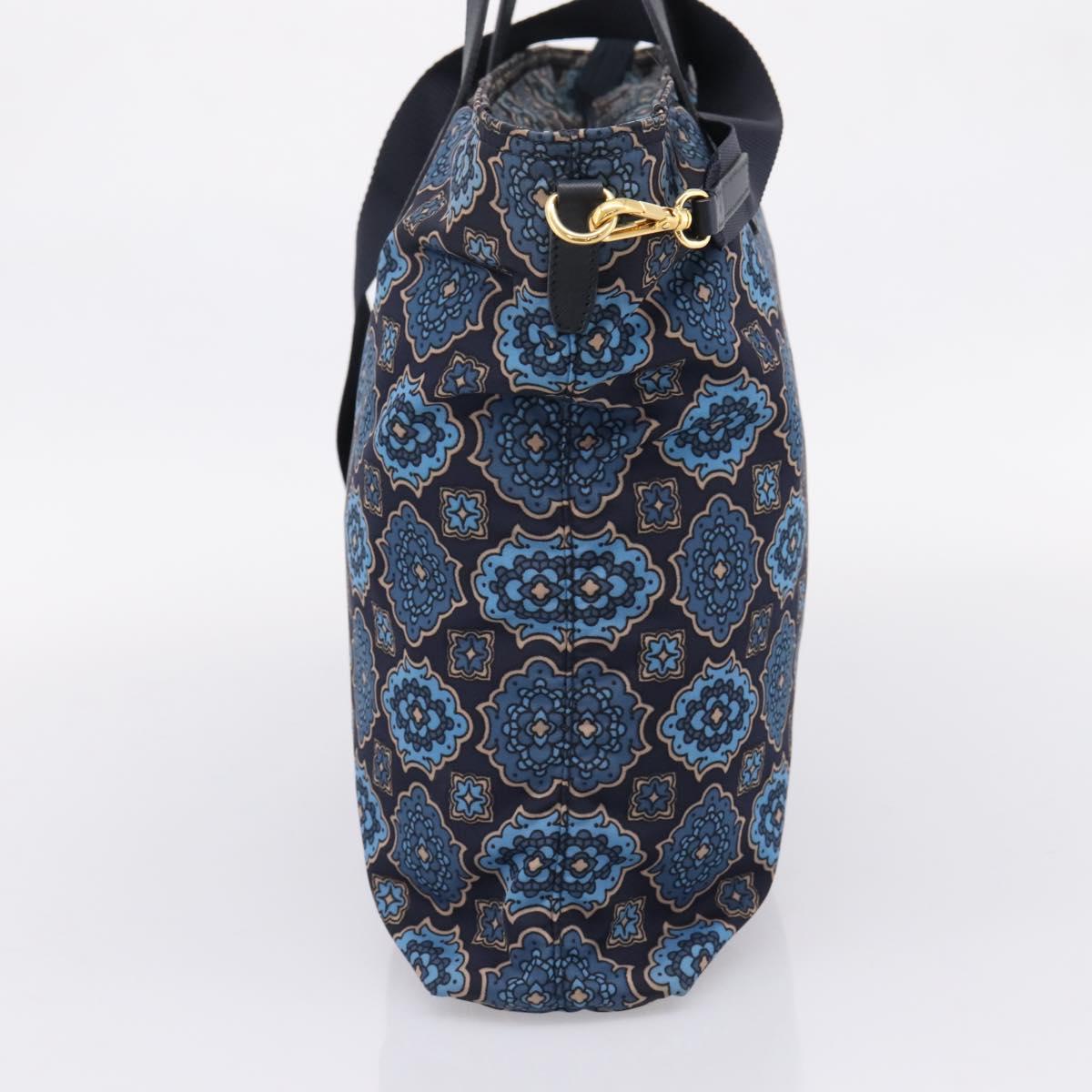 PRADA Tote Bag Nylon 2way Navy Gold Auth 206331A - Jerrillo image 4
