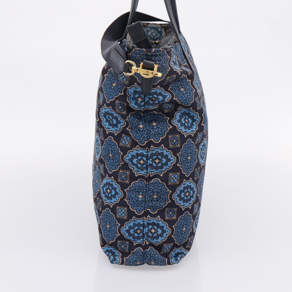 PRADA Tote Bag Nylon 2way Navy Gold Auth 206331A - Jerrillo image 5