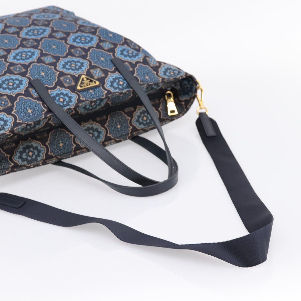 PRADA Tote Bag Nylon 2way Navy Gold Auth 206331A - Jerrillo image 9