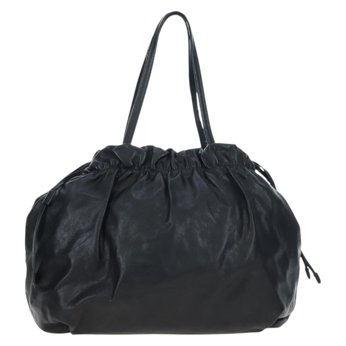 PRADA Side Ribbon Hand Bag Leather Black Gold BR4240 Auth am12234V - Jerrillo image 3