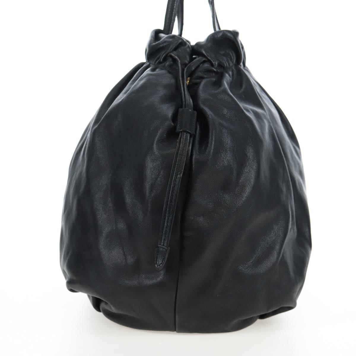 PRADA Side Ribbon Hand Bag Leather Black Gold BR4240 Auth am12234V - Jerrillo image 4
