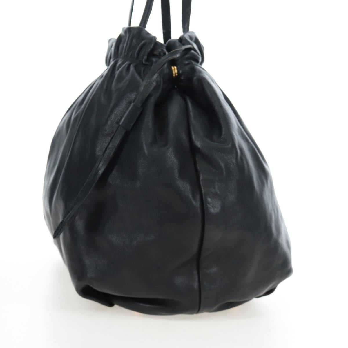 PRADA Side Ribbon Hand Bag Leather Black Gold BR4240 Auth am12234V - Jerrillo image 5