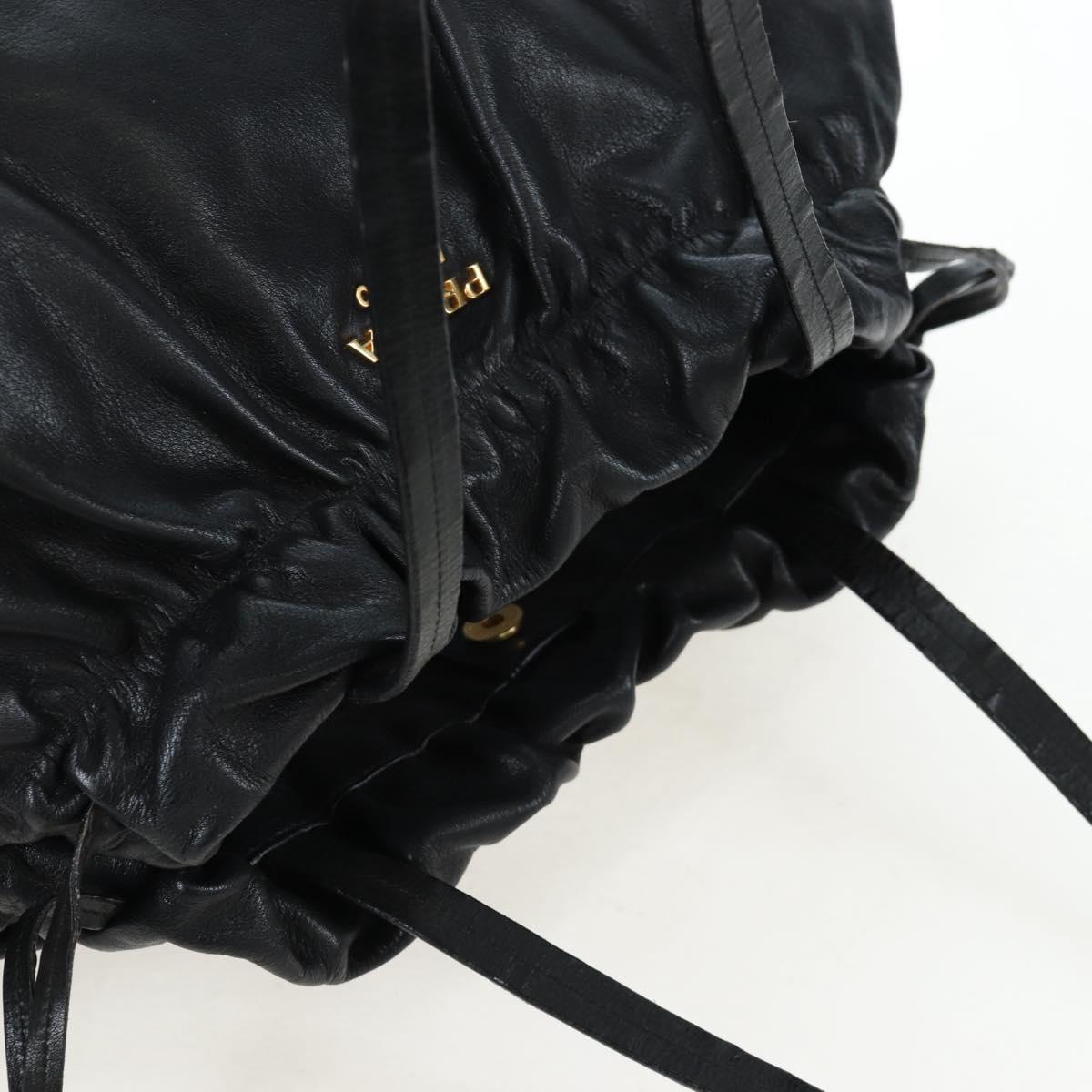 PRADA Side Ribbon Hand Bag Leather Black Gold BR4240 Auth am12234V - Jerrillo image 6