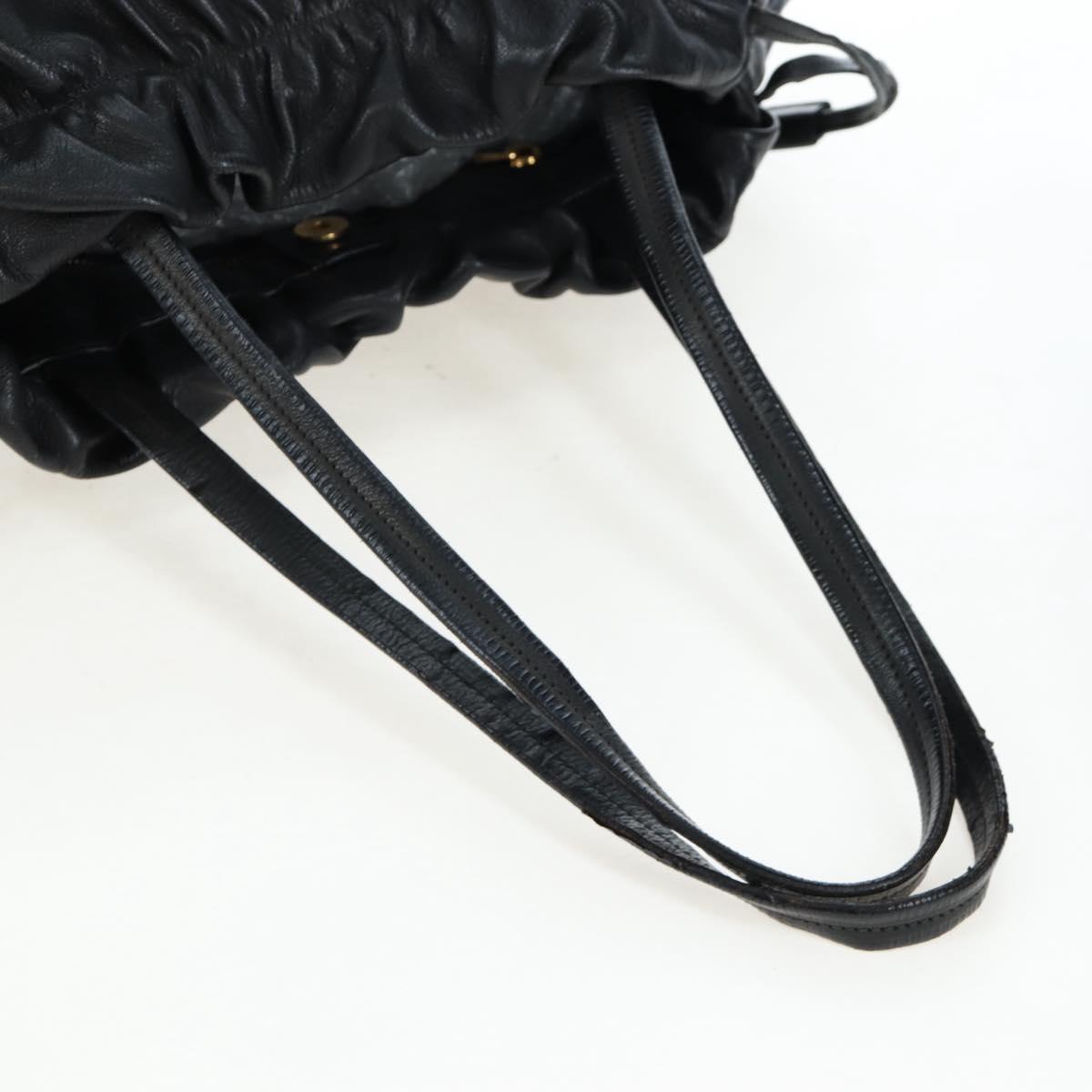 PRADA Side Ribbon Hand Bag Leather Black Gold BR4240 Auth am12234V - Jerrillo image 7
