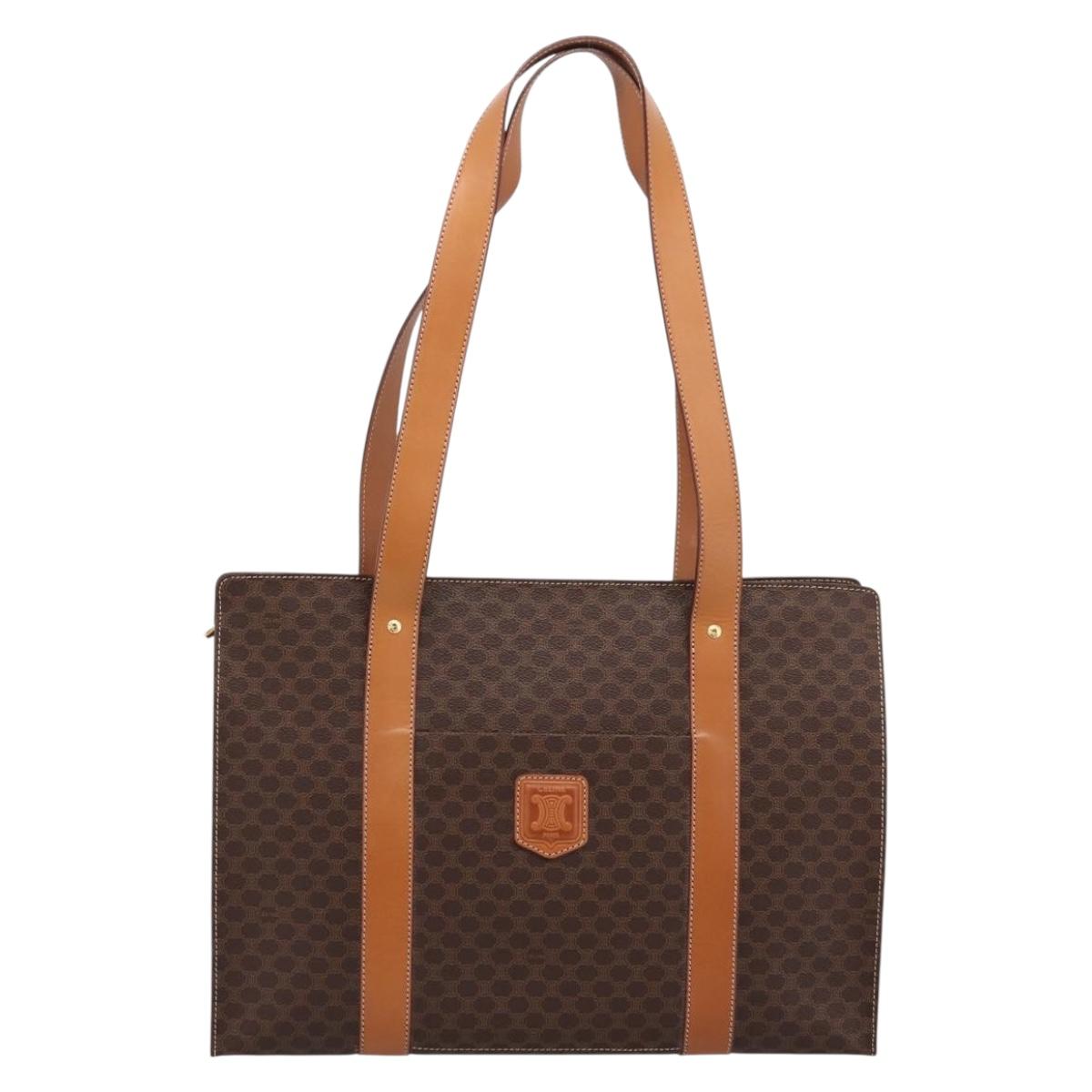CELINE Macadam Canvas Tote Bag PVC Leather Brown Gold Auth am12243V - Jerrillo image 2