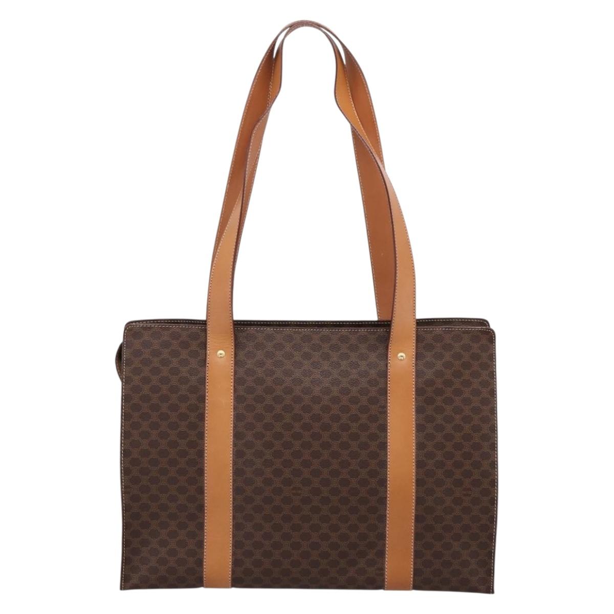 CELINE Macadam Canvas Tote Bag PVC Leather Brown Gold Auth am12243V - Jerrillo image 3
