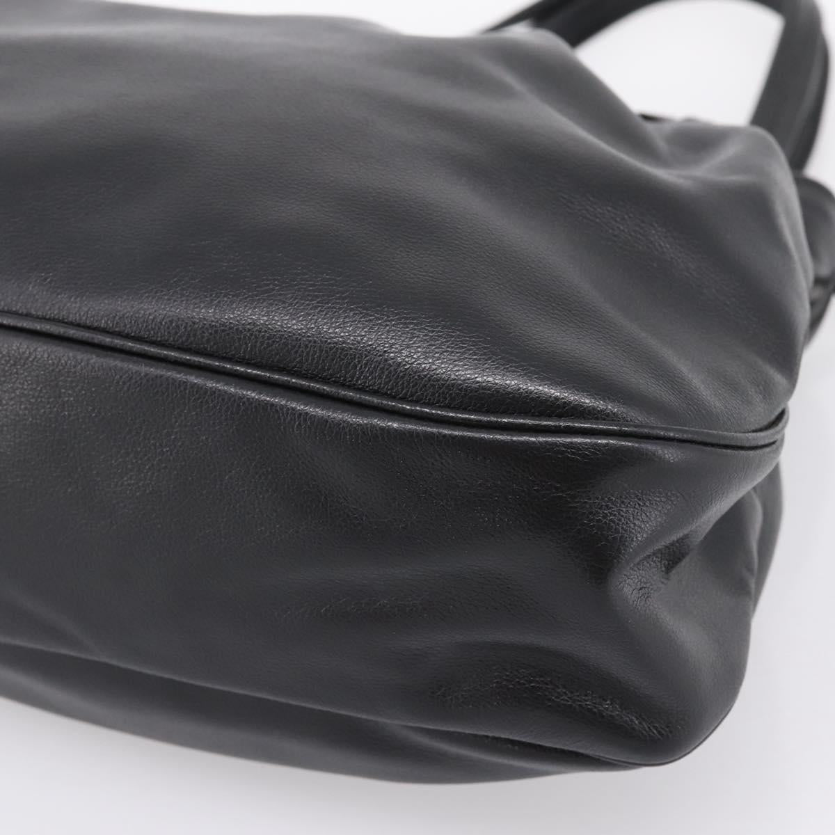 PRADA Tote Bag Calf Skin Black Gold Auth am12245SAM - Jerrillo image 10