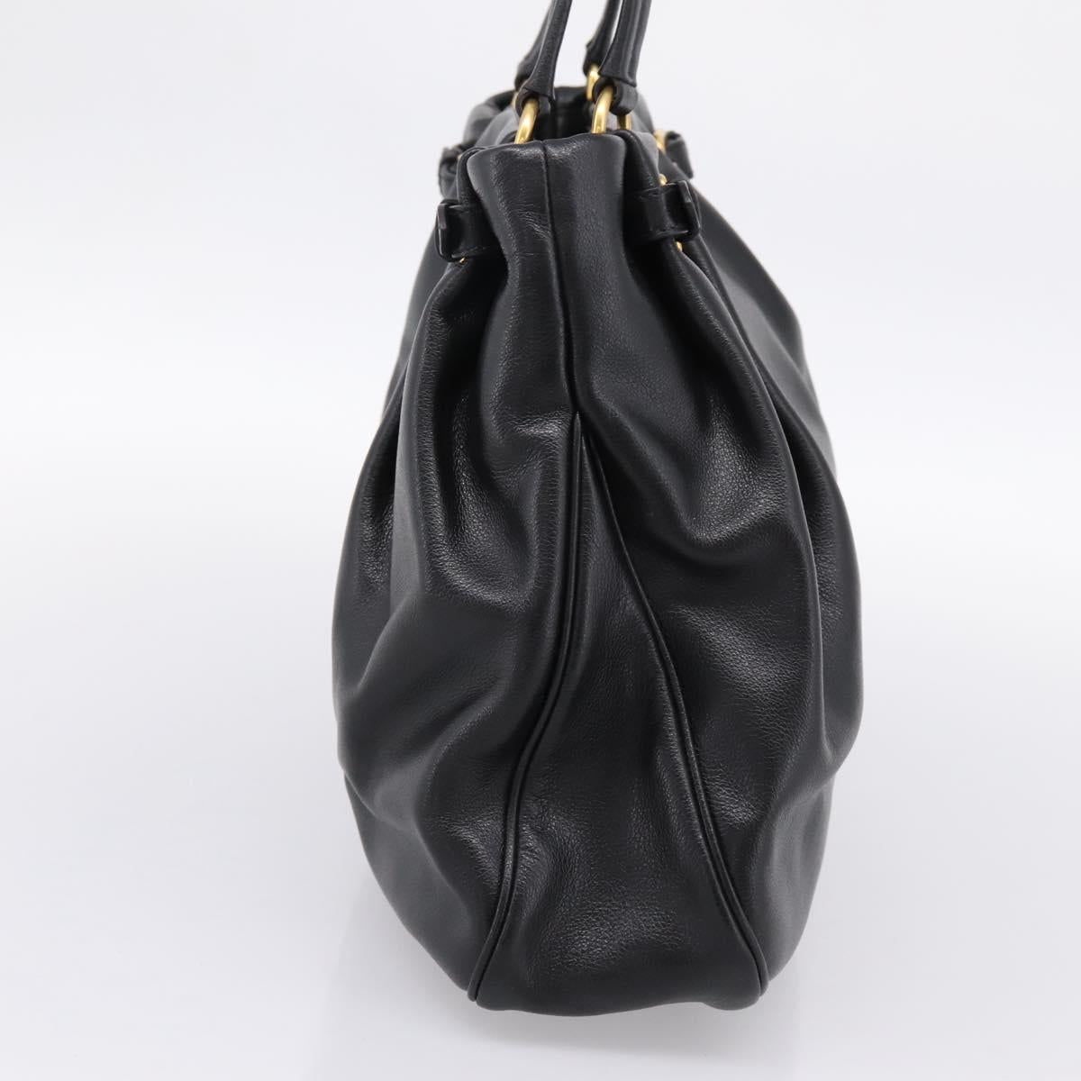 PRADA Tote Bag Calf Skin Black Gold Auth am12245SAM - Jerrillo image 4