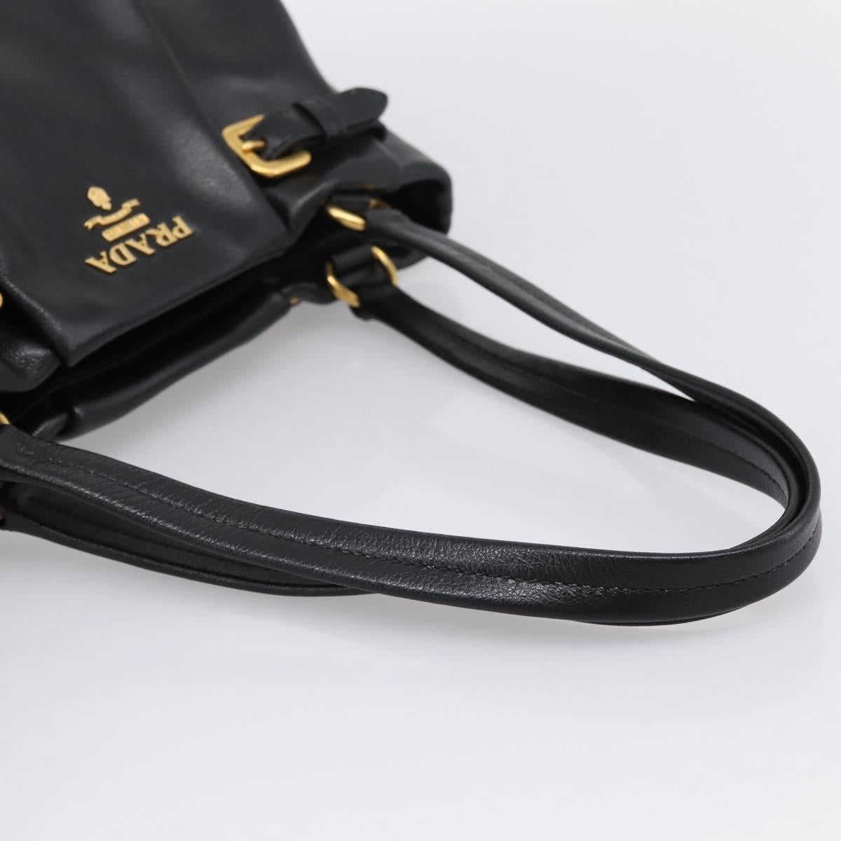 PRADA Tote Bag Calf Skin Black Gold Auth am12245SAM - Jerrillo image 7