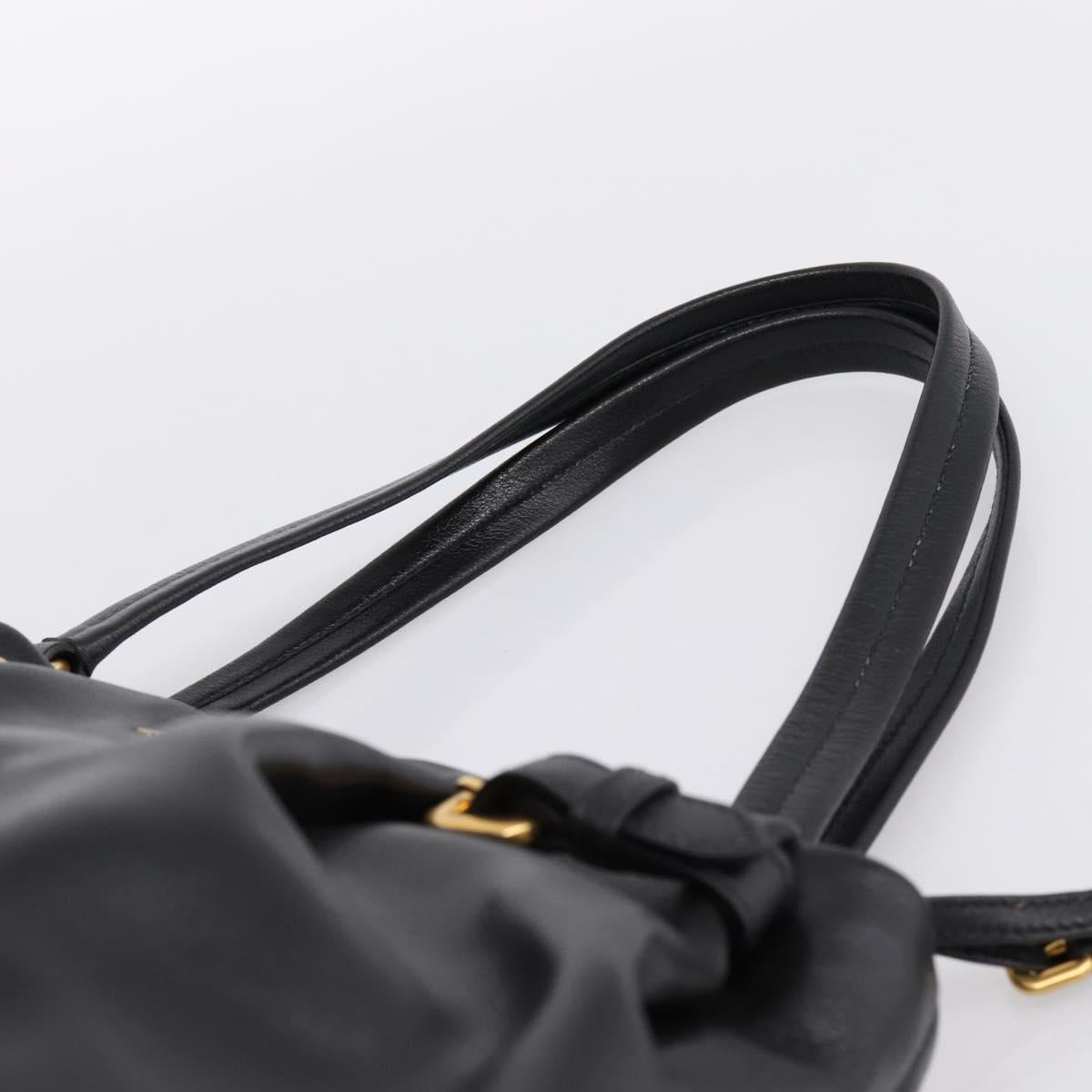 PRADA Tote Bag Calf Skin Black Gold Auth am12245SAM - Jerrillo image 8