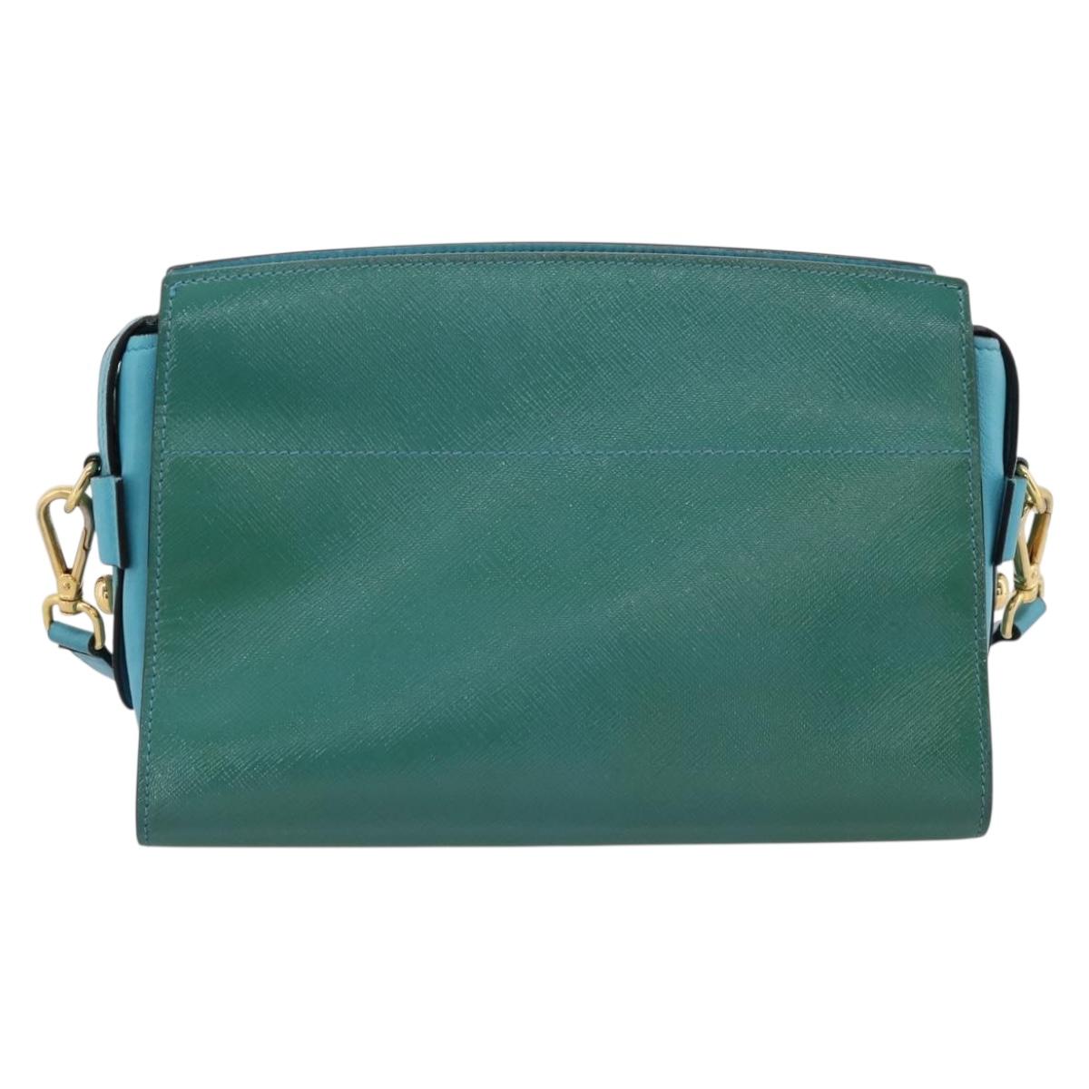 PRADA Shoulder Bag Safiano Leather Green Gold Auth am12262A - Jerrillo image 2