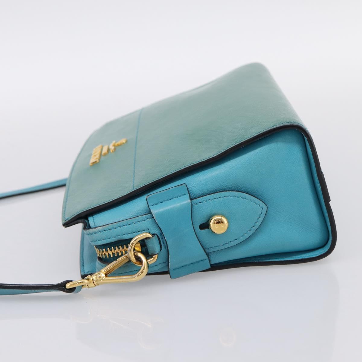 PRADA Shoulder Bag Safiano Leather Green Gold Auth am12262A - Jerrillo image 3