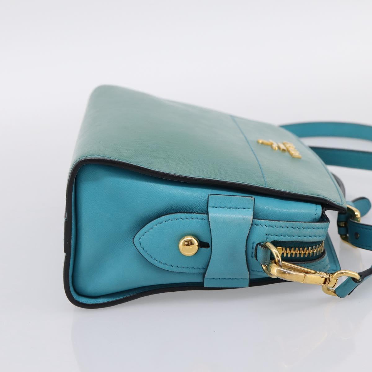 PRADA Shoulder Bag Safiano Leather Green Gold Auth am12262A - Jerrillo image 4
