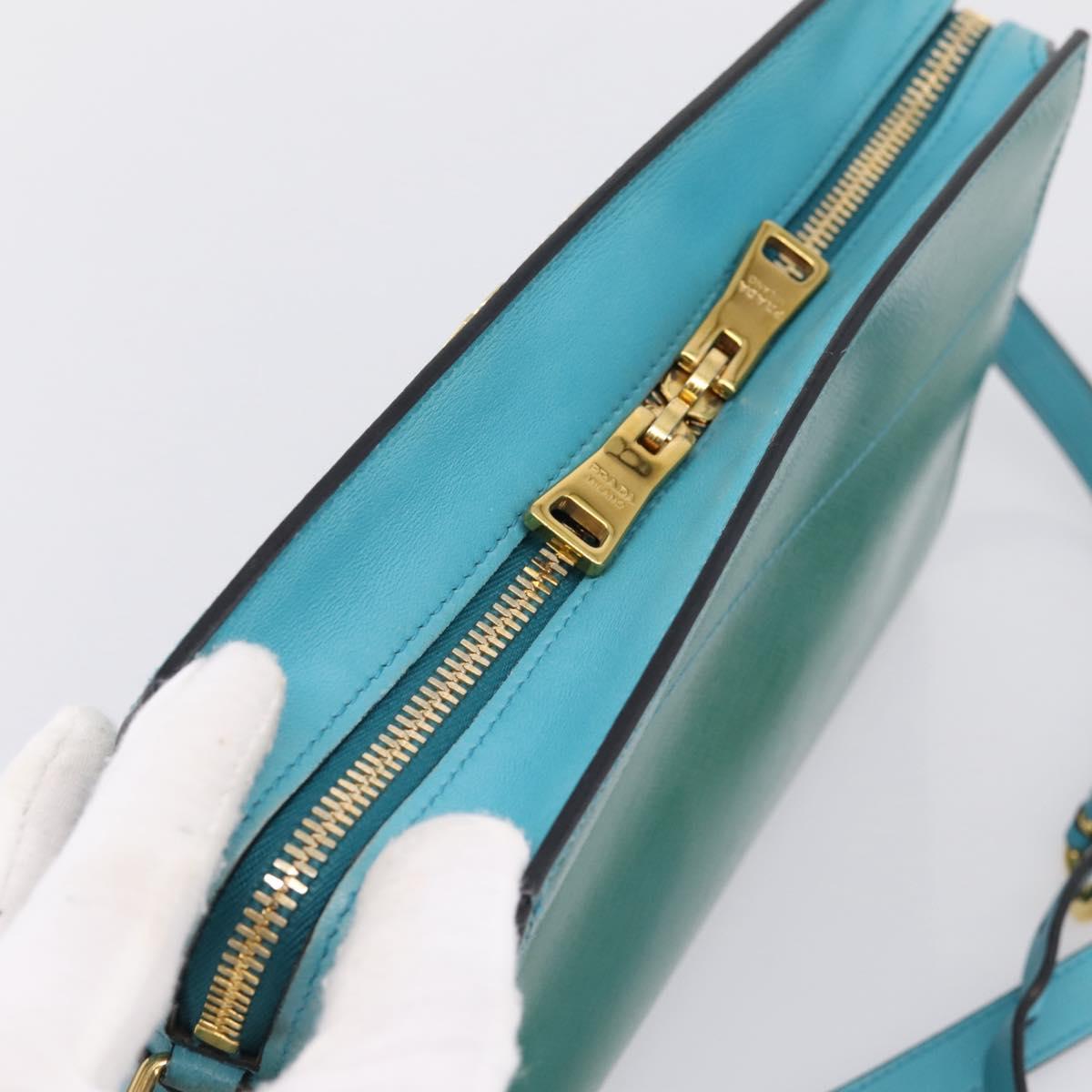 PRADA Shoulder Bag Safiano Leather Green Gold Auth am12262A - Jerrillo image 6