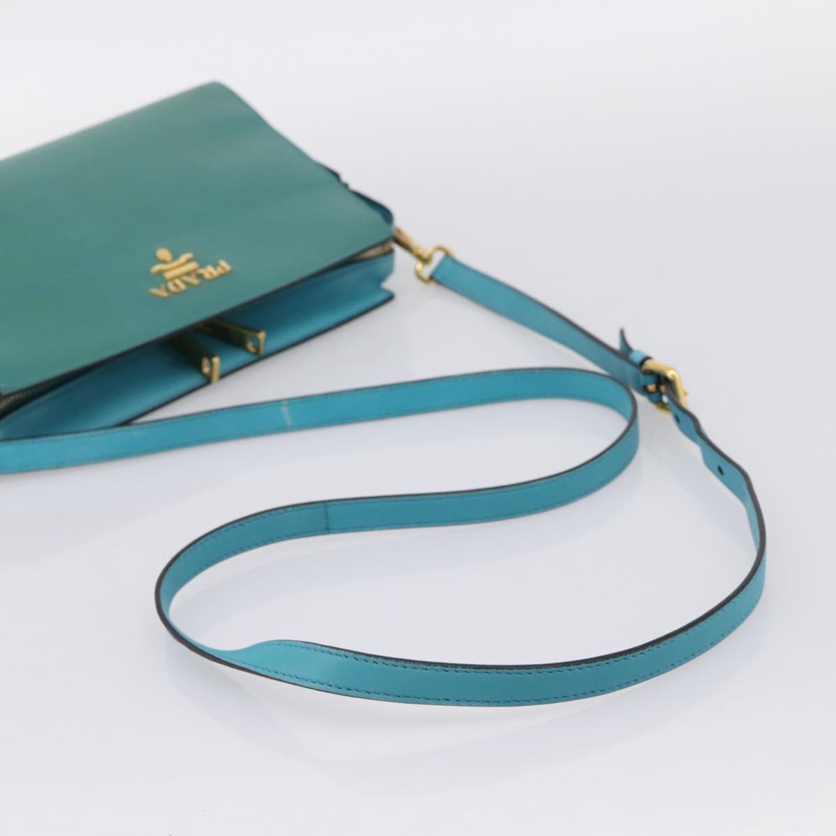 PRADA Shoulder Bag Safiano Leather Green Gold Auth am12262A - Jerrillo image 7