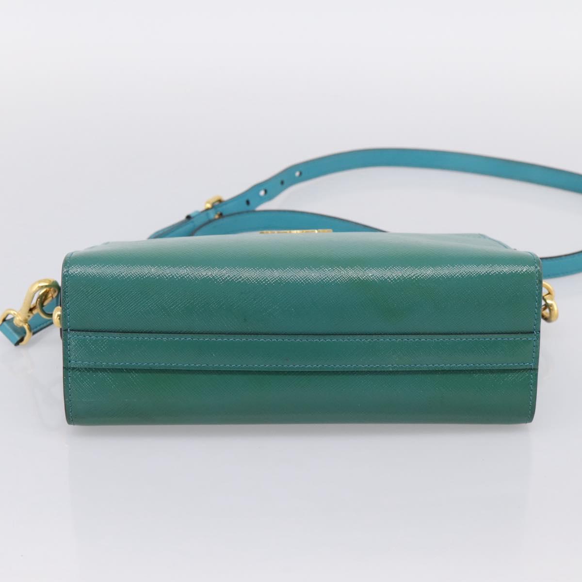 PRADA Shoulder Bag Safiano Leather Green Gold Auth am12262A - Jerrillo image 5
