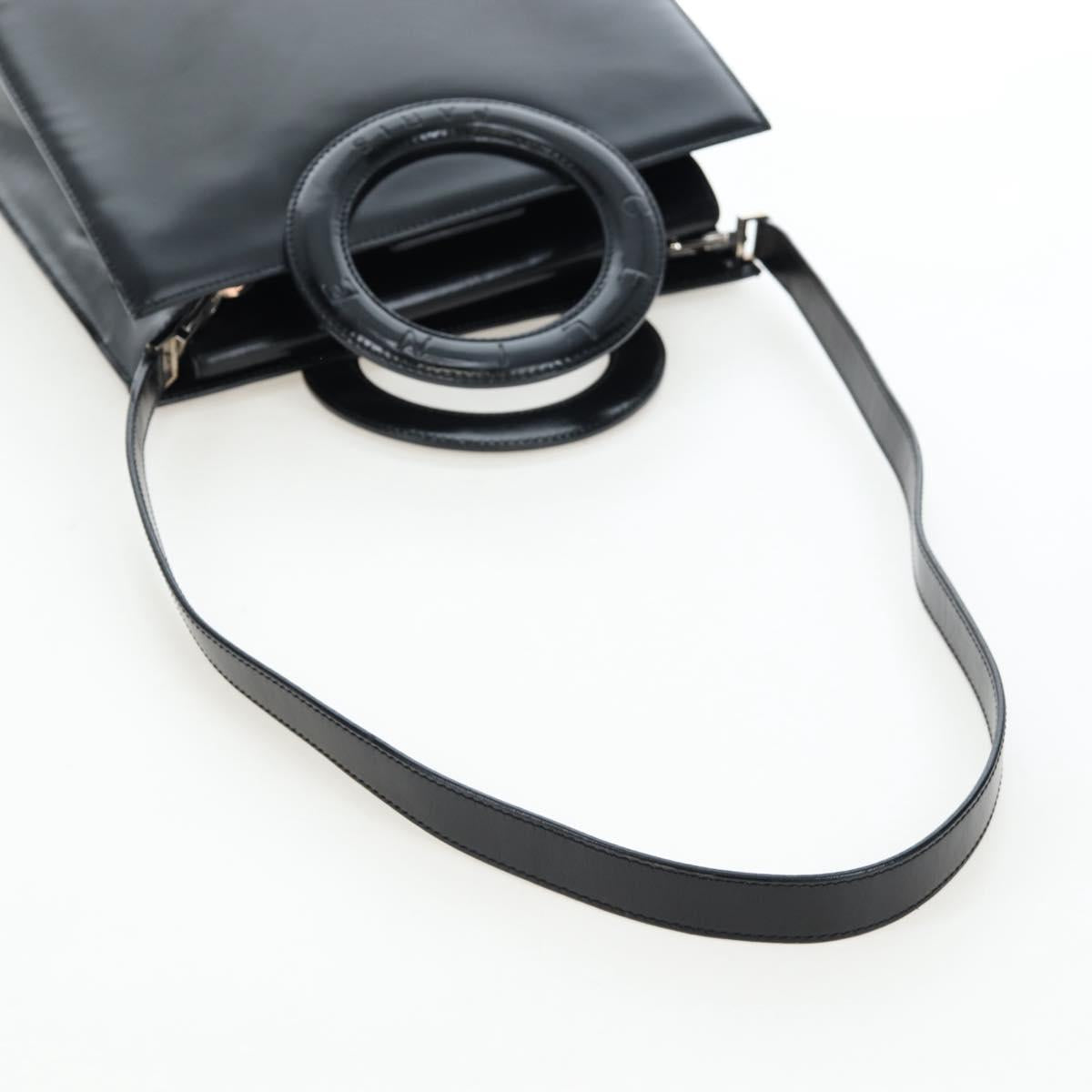 CELINE Circle Handle Hand Bag Leather 2way Black Silver Auth am12266V - Jerrillo image 9