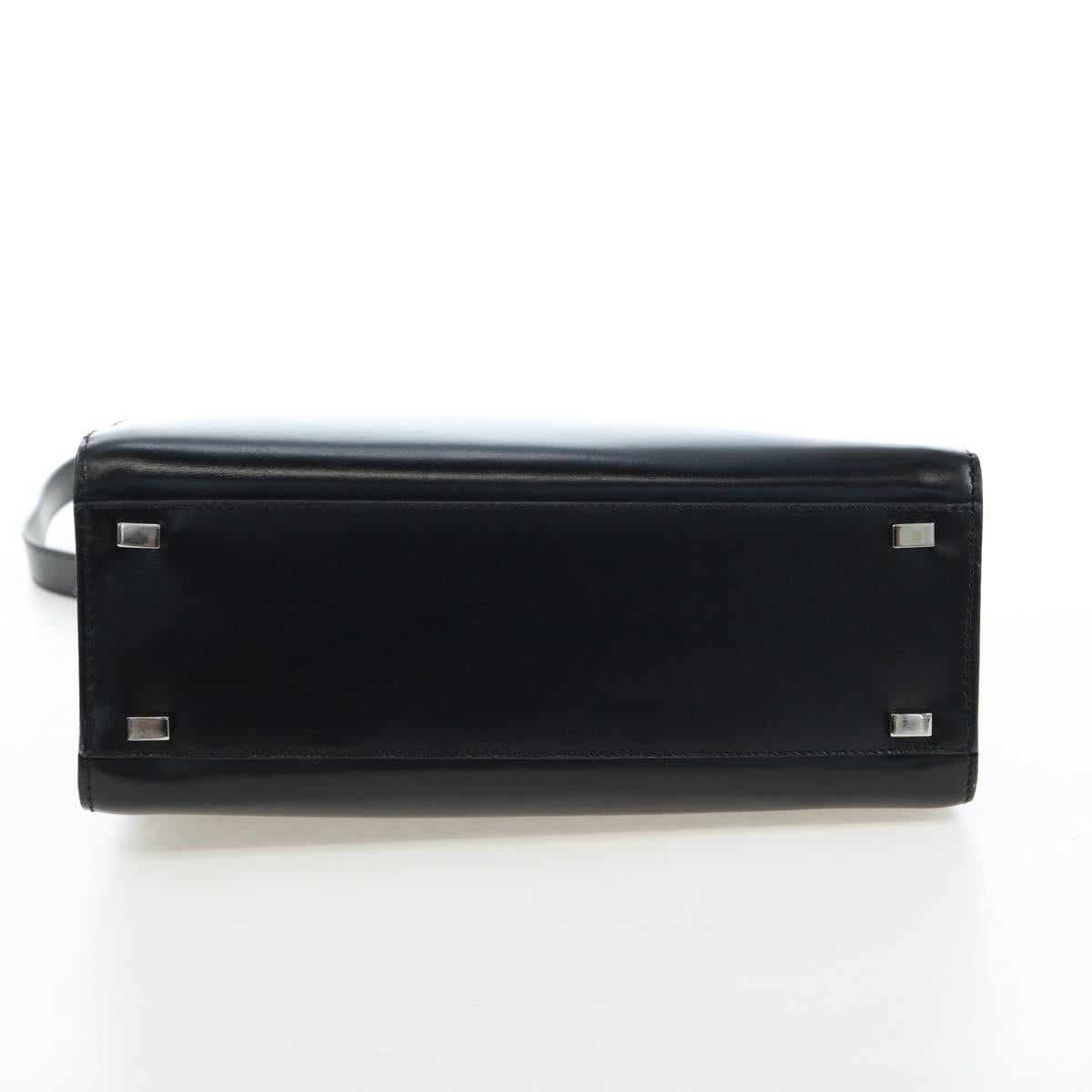 CELINE Circle Handle Hand Bag Leather 2way Black Silver Auth am12266V - Jerrillo image 6
