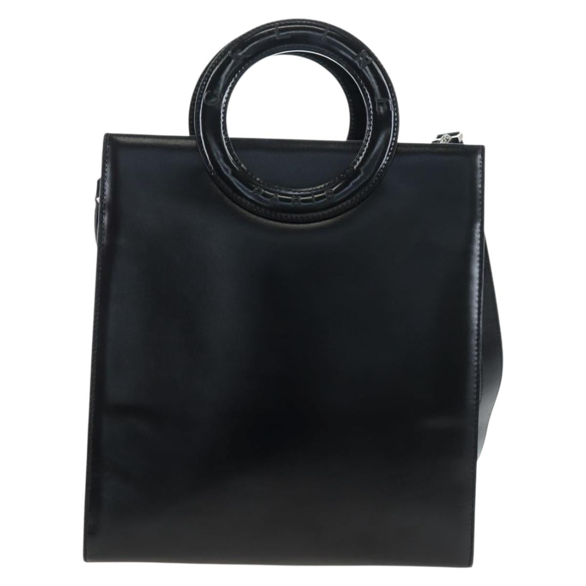 CELINE Circle Handle Hand Bag Leather 2way Black Silver Auth am12266V - Jerrillo image 2
