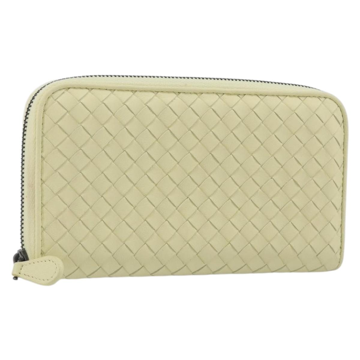 BOTTEGA VENETA INTRECCIATO Round Long Wallet Leather Yellow Auth am12344V - Jerrillo