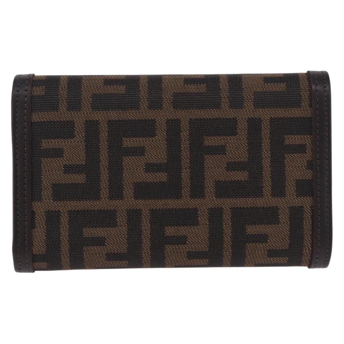 FENDI Zucca Canvas Compact Trifold Wallet Black Brown Auth am12383V - Jerrillo image 2