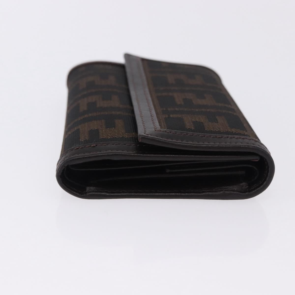 FENDI Zucca Canvas Compact Trifold Wallet Black Brown Auth am12383V - Jerrillo image 3