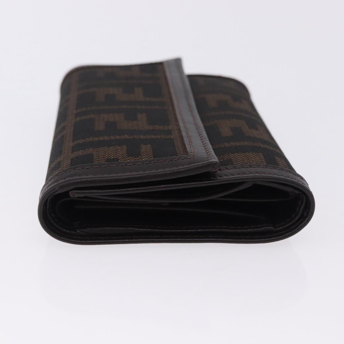 FENDI Zucca Canvas Compact Trifold Wallet Black Brown Auth am12383V - Jerrillo image 4