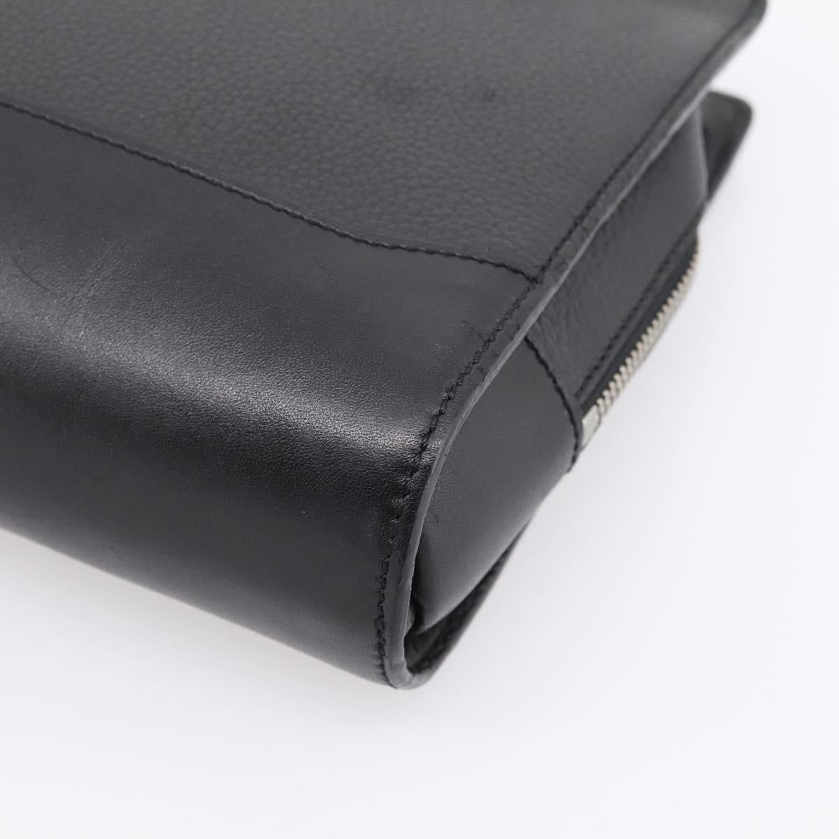 CARTIER Clutch Bag Leather Black Silver Auth am12649A - Jerrillo image 10