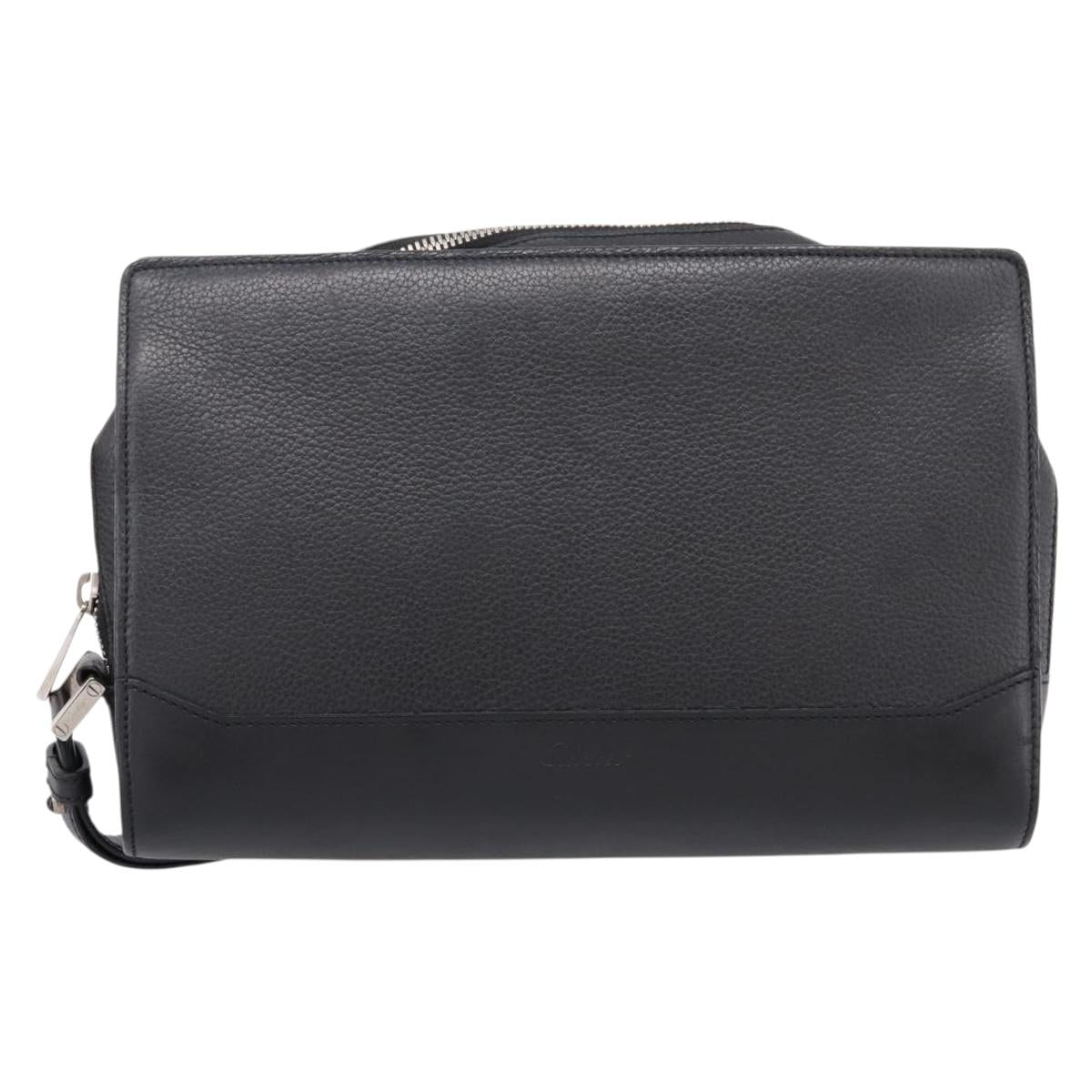 CARTIER Clutch Bag Leather Black Silver Auth am12649A - Jerrillo image 2