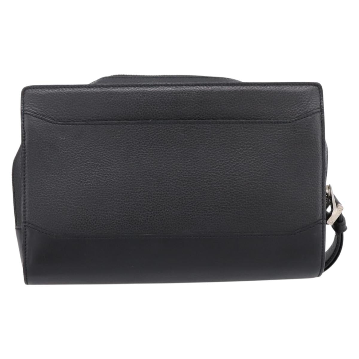 CARTIER Clutch Bag Leather Black Silver Auth am12649A - Jerrillo image 3