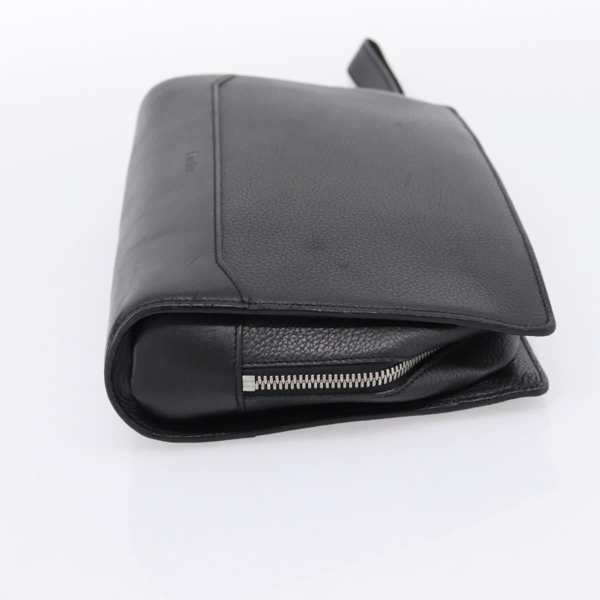 CARTIER Clutch Bag Leather Black Silver Auth am12649A - Jerrillo image 5