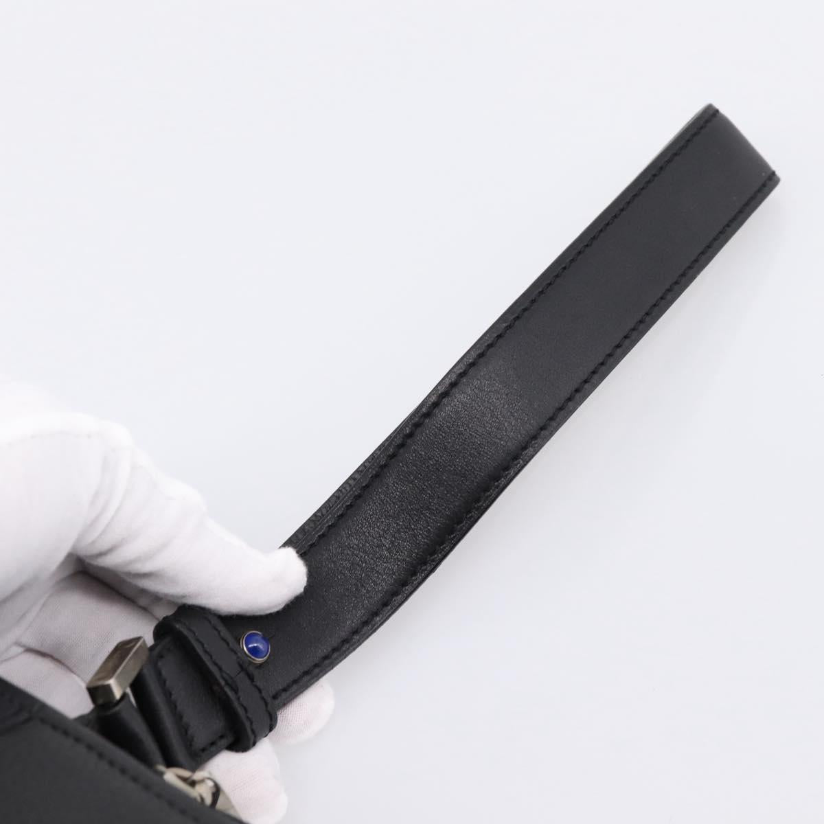 CARTIER Clutch Bag Leather Black Silver Auth am12649A - Jerrillo image 7