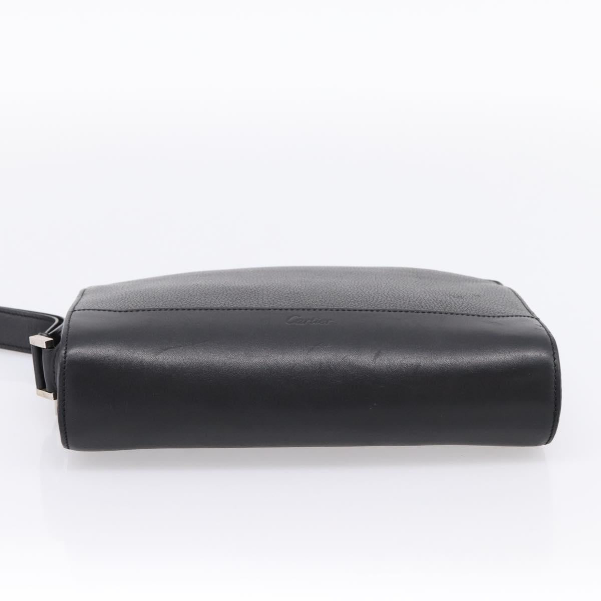CARTIER Clutch Bag Leather Black Silver Auth am12649A - Jerrillo image 9
