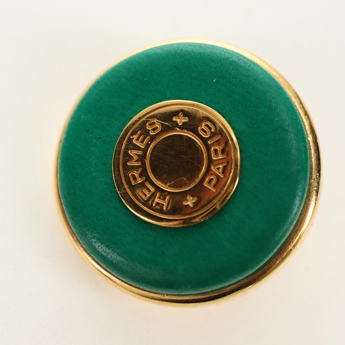 HERMES Serie Leather Earrings metal Green Auth BA12999V - Jerrillo image 3