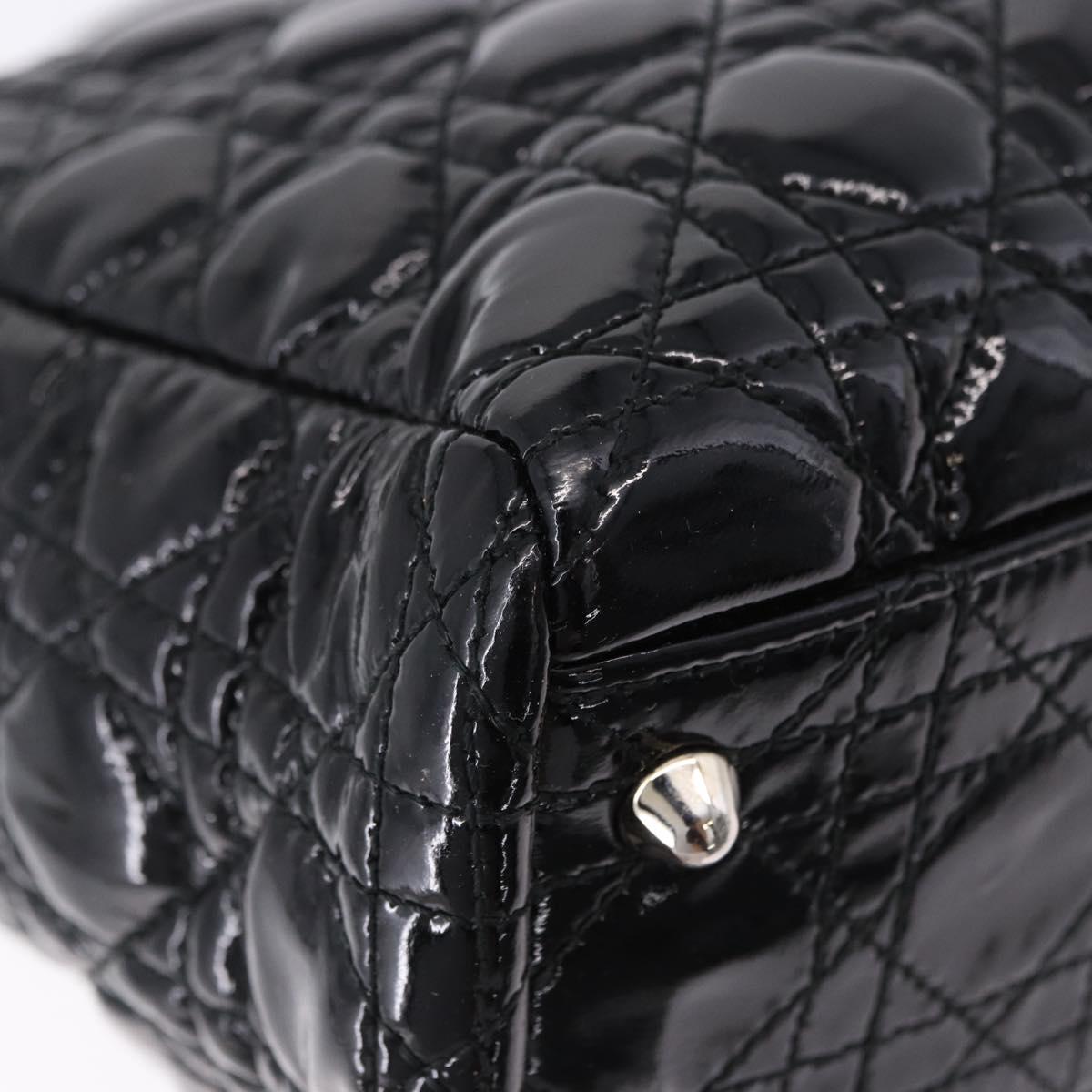 Christian Dior Lady Dior Chain Bag Patent Leather Black Silver Auth BA14101V - Jerrillo image 9