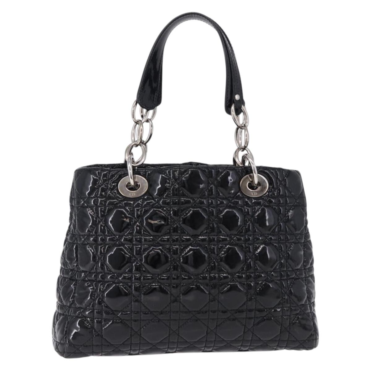 Christian Dior Lady Dior Chain Bag Patent Leather Black Silver Auth BA14101V - Jerrillo image 2