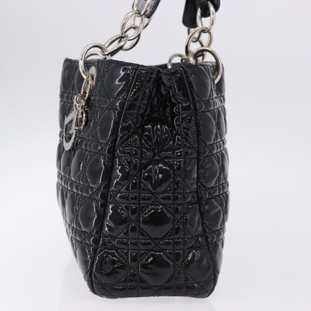 Christian Dior Lady Dior Chain Bag Patent Leather Black Silver Auth BA14101V - Jerrillo image 3