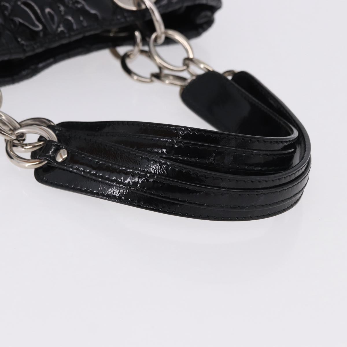 Christian Dior Lady Dior Chain Bag Patent Leather Black Silver Auth BA14101V - Jerrillo image 7