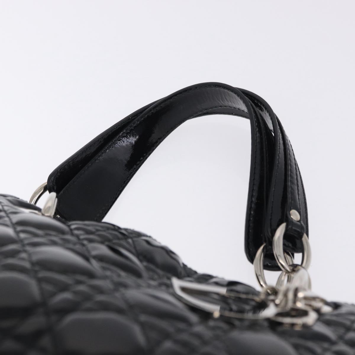 Christian Dior Lady Dior Chain Bag Patent Leather Black Silver Auth BA14101V - Jerrillo image 8