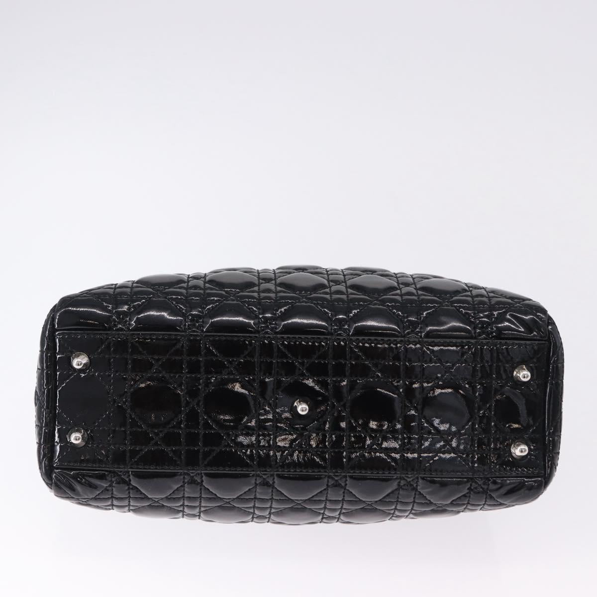 Christian Dior Lady Dior Chain Bag Patent Leather Black Silver Auth BA14101V - Jerrillo image 5