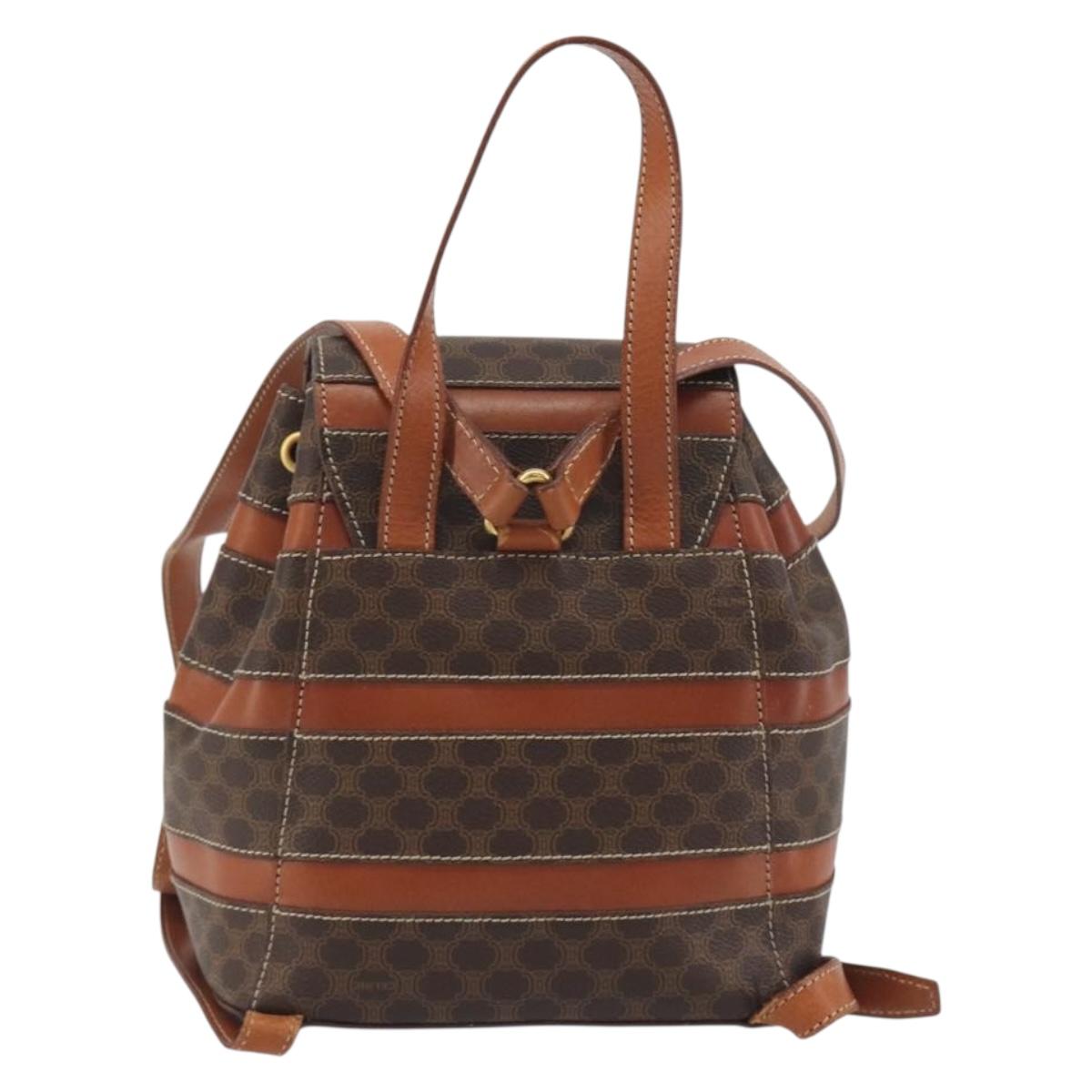 CELINE Macadam Backpack PVC Leather Brown Gold Tone Auth BA14576A - Jerrillo image 2