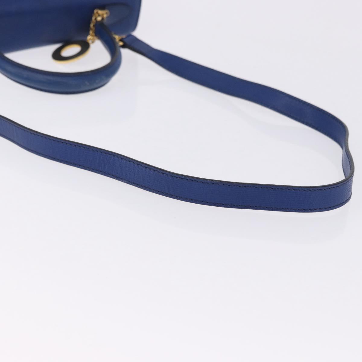 CELINE Circle Hand Bag Leather 2way Blue Gold Tone Auth BA14889A - Jerrillo image 10
