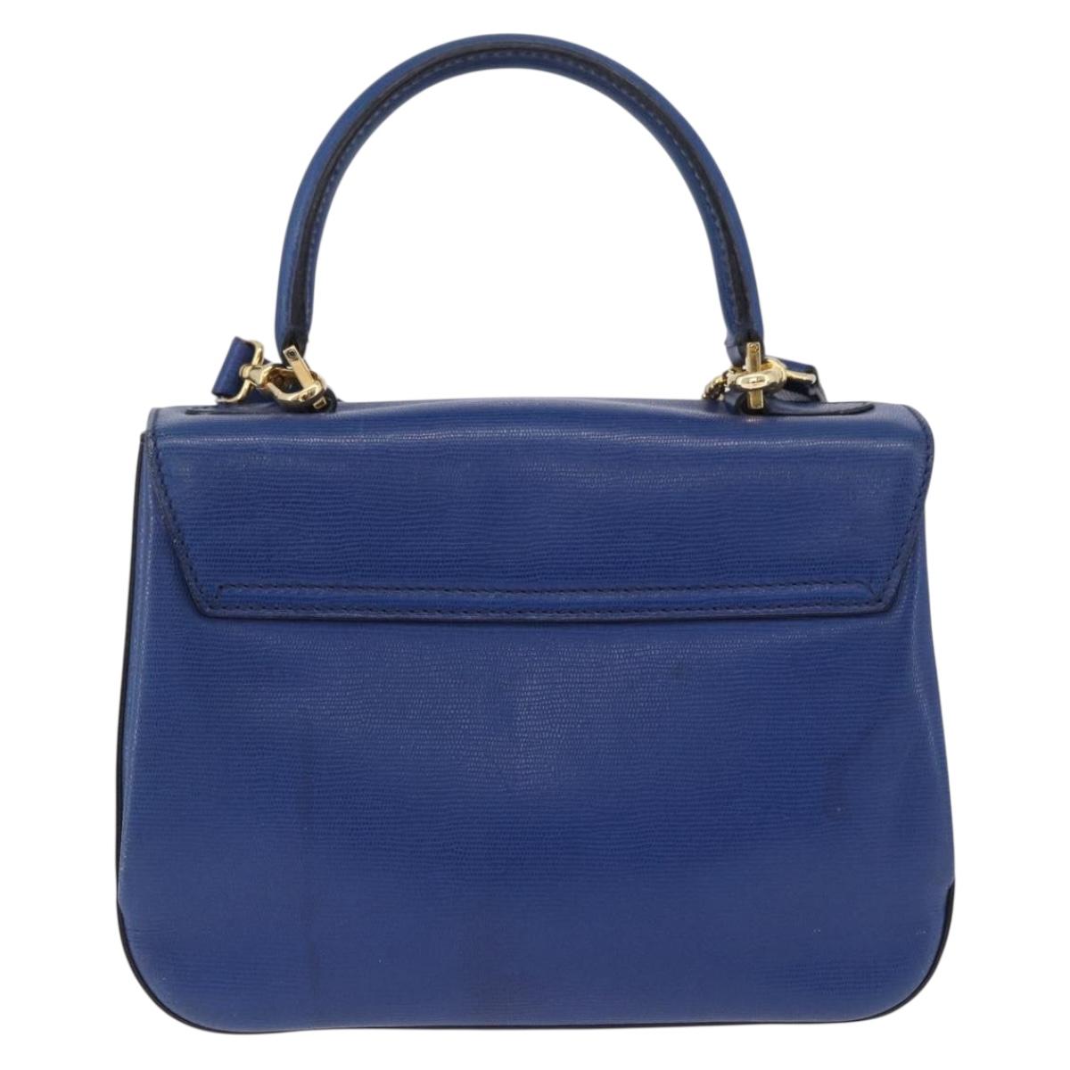 CELINE Circle Hand Bag Leather 2way Blue Gold Tone Auth BA14889A - Jerrillo image 3