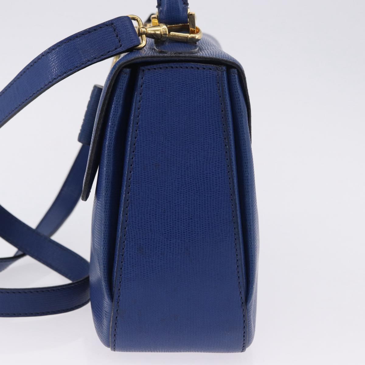 CELINE Circle Hand Bag Leather 2way Blue Gold Tone Auth BA14889A - Jerrillo image 5
