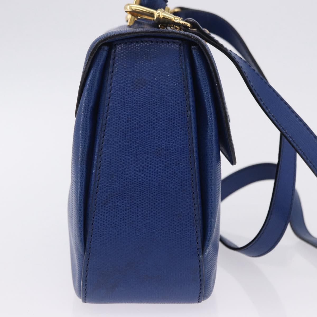 CELINE Circle Hand Bag Leather 2way Blue Gold Tone Auth BA14889A - Jerrillo image 6