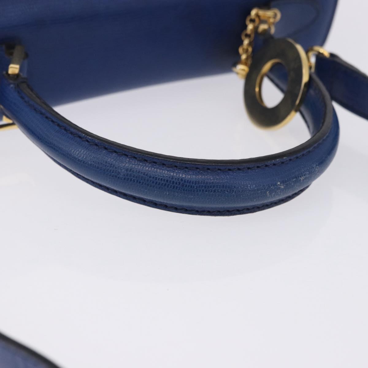 CELINE Circle Hand Bag Leather 2way Blue Gold Tone Auth BA14889A - Jerrillo image 8