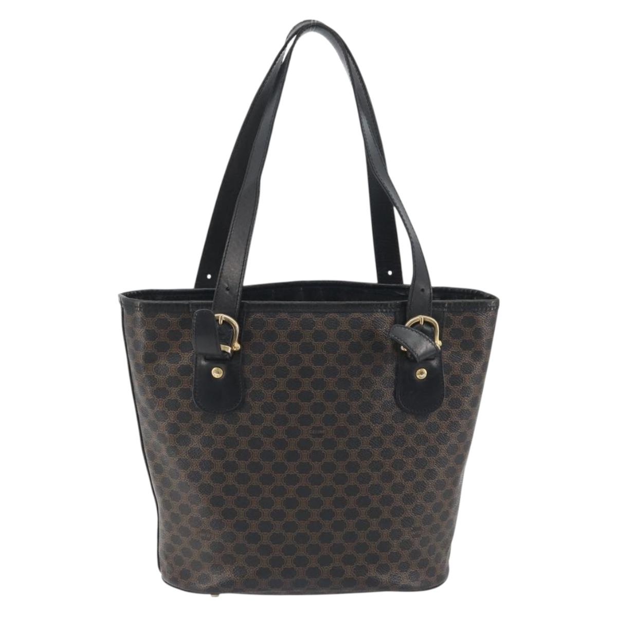 CELINE Macadam Tote Bag PVC Leather Black Gold Tone Auth BA14899 - Jerrillo image 3